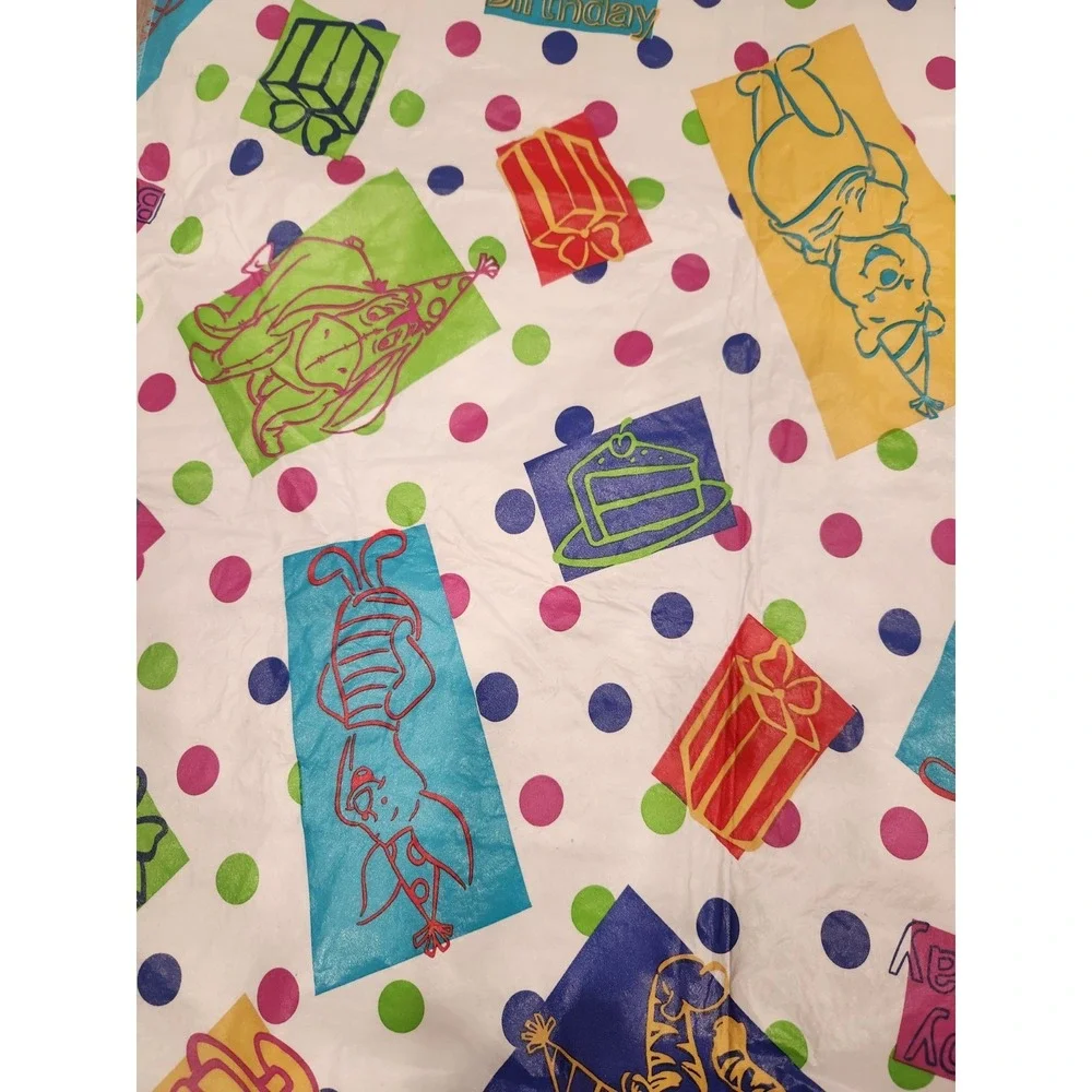 Vintage Winnie The Pooh Birthday Party Vinyl Flannel Back Table‎ Cloth 67